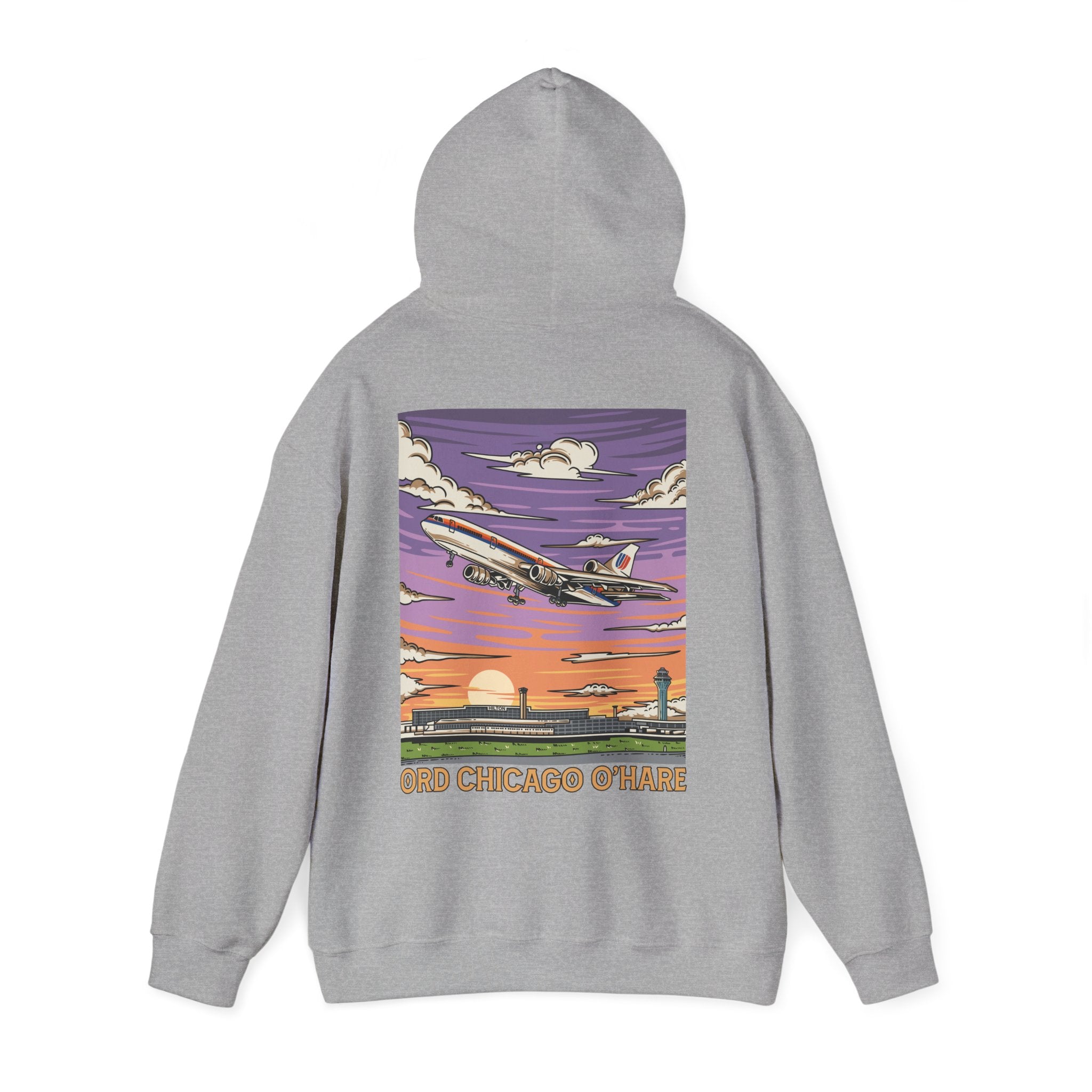 ORD Chicago O'Hare Intl. Airport Hooded Sweatshirt (Hoodie)