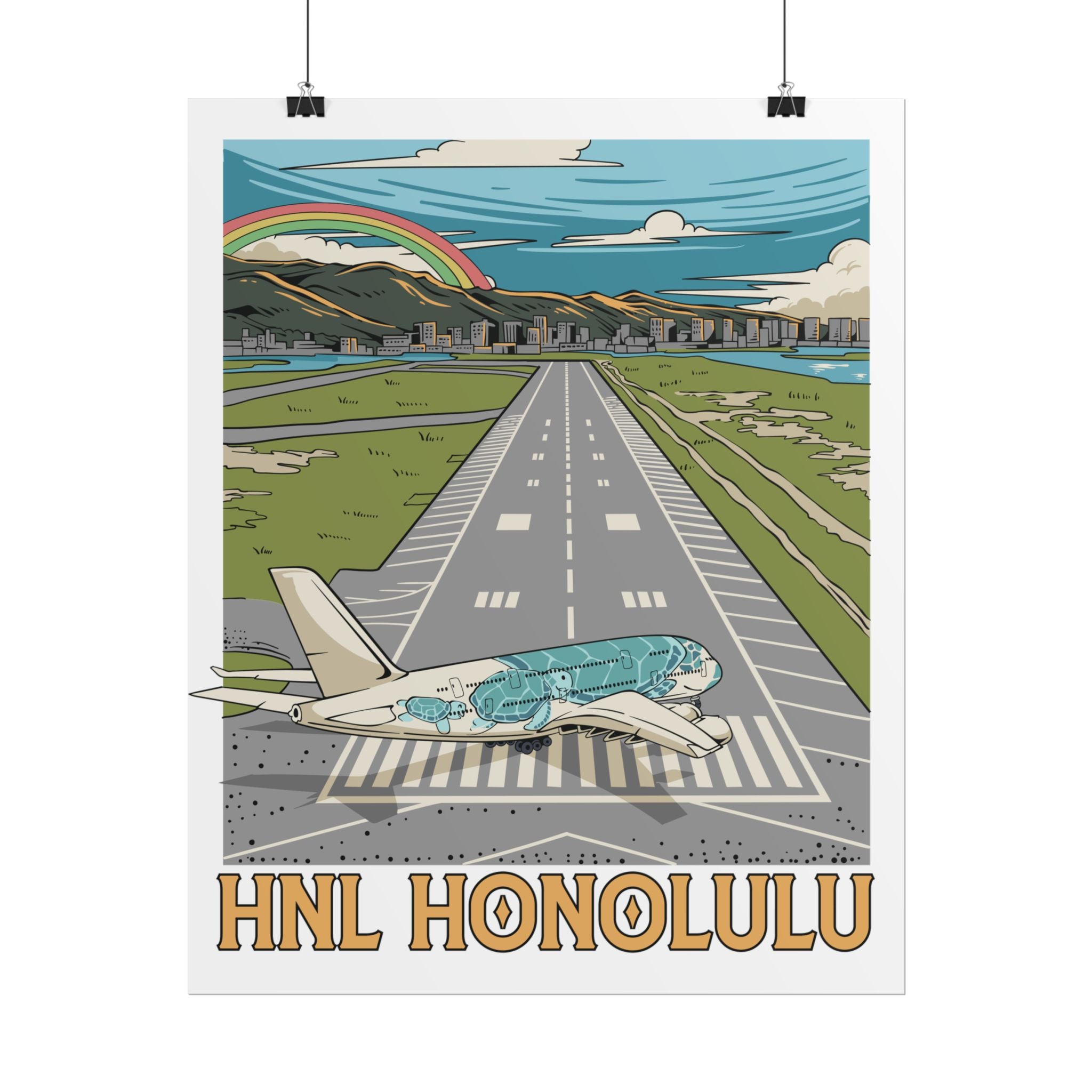 Rolled Poster - HNL Honolulu (Honu Edition)